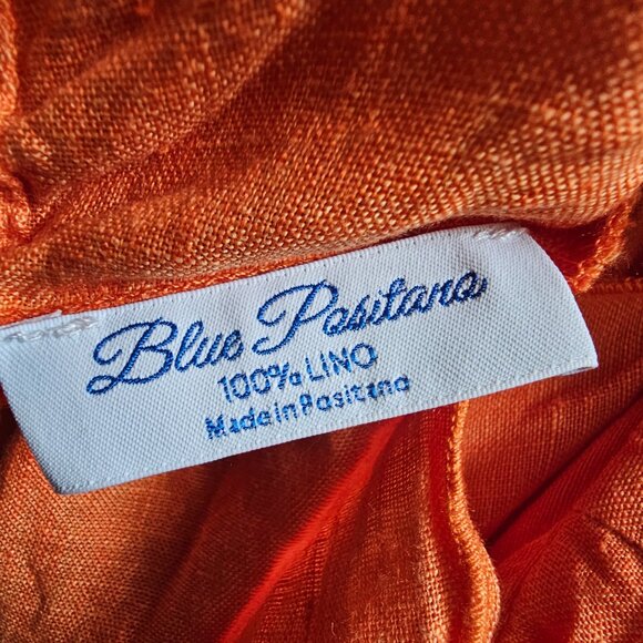 Blue Positano 100% Linen Sleeveless Tank A-Line Mini Sun Dress Medium - Picture 7 of 7